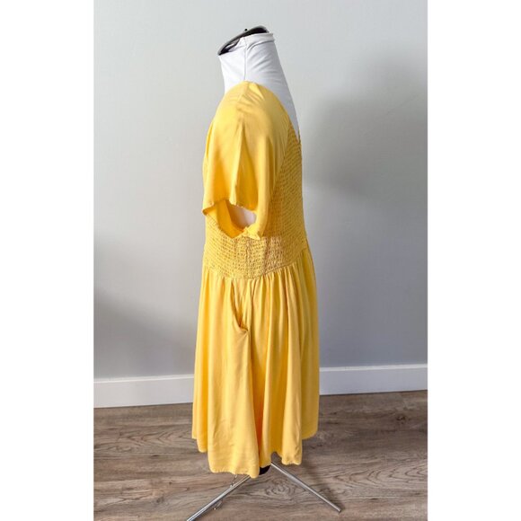 Torrid Mini Challis Smocked Skater Dress in Butter Yellow - Picture 12 of 13